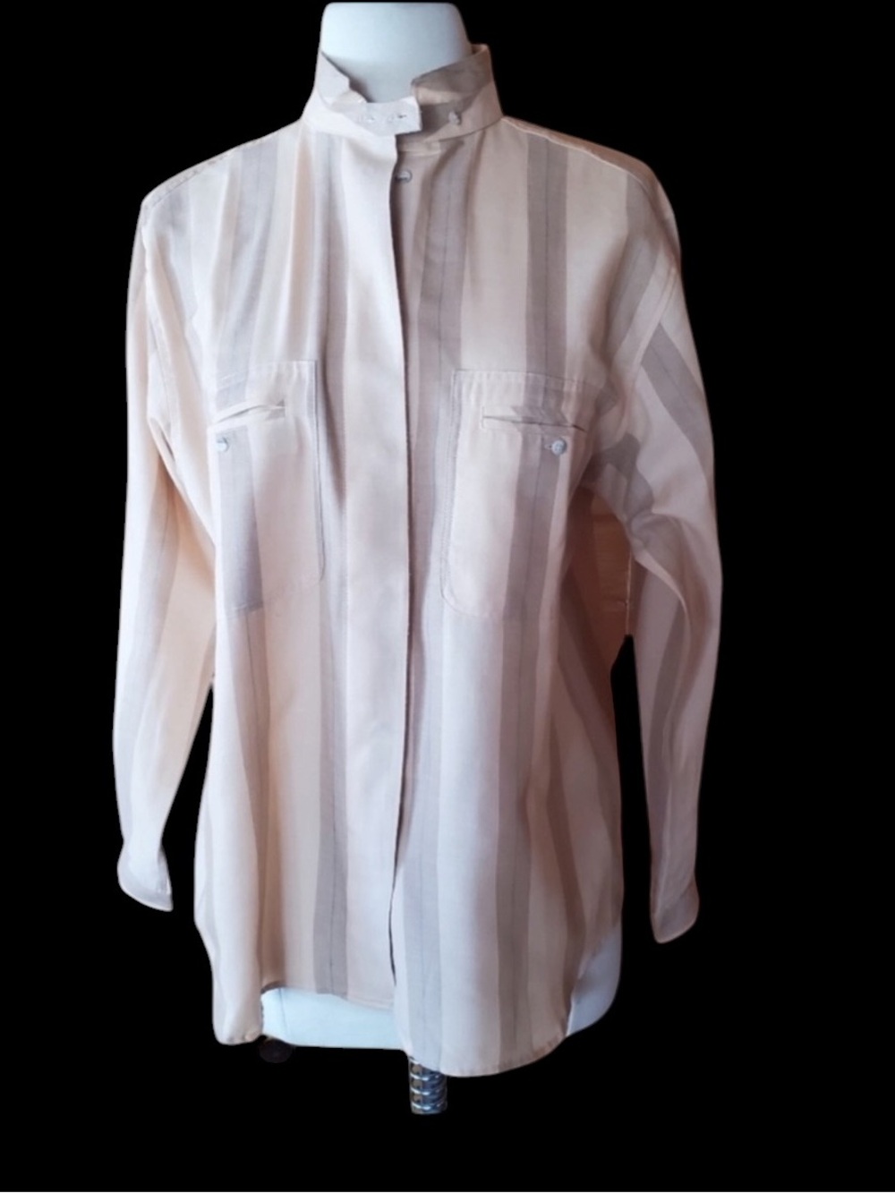 1980s Liz Claiborne Vertical-Striped Button Down Blouse